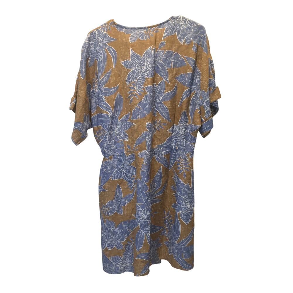 Amuse Society Mala Short Sleeve Floral Woven Linen Dress in Sunrise Size Large - Picture 3 of 5